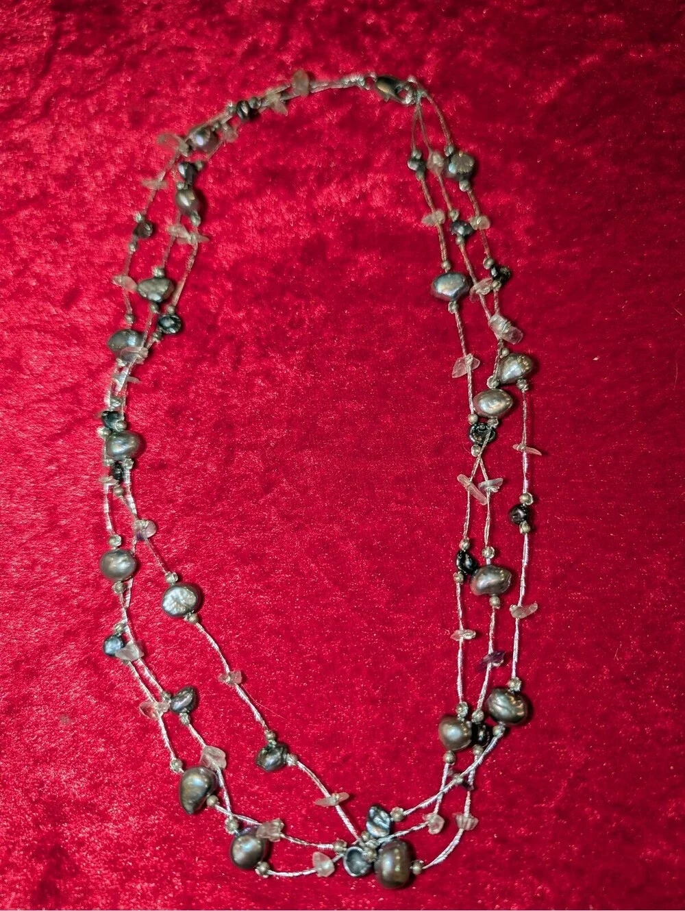 Handmade Multi-Strand Beaded Necklace with Natural Stone Accents
